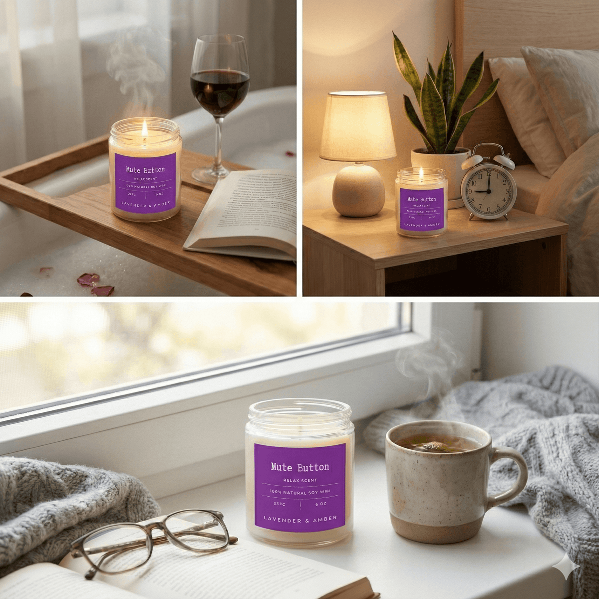Lavender Amber Candle for Calmness - Promote Relaxation