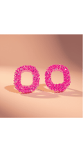 Breaking the Loop Session - bold crimson open oval statement earrings